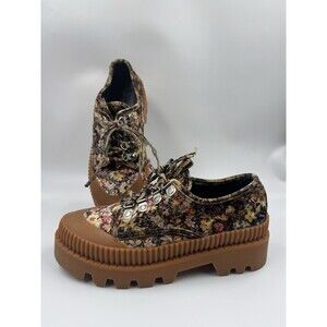 JEFFREY CAMPBELL Floral Velvet Lug Sole Platform Chunky Sneakers Shoes Size 8.5